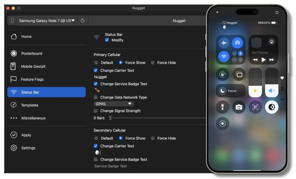 Nugget Status bar tweak